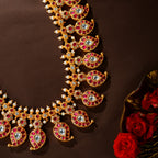 92.5 Silver Royal Kundan Mango Leaf Haram