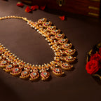 92.5 Silver Royal Kundan Mango Leaf Haram