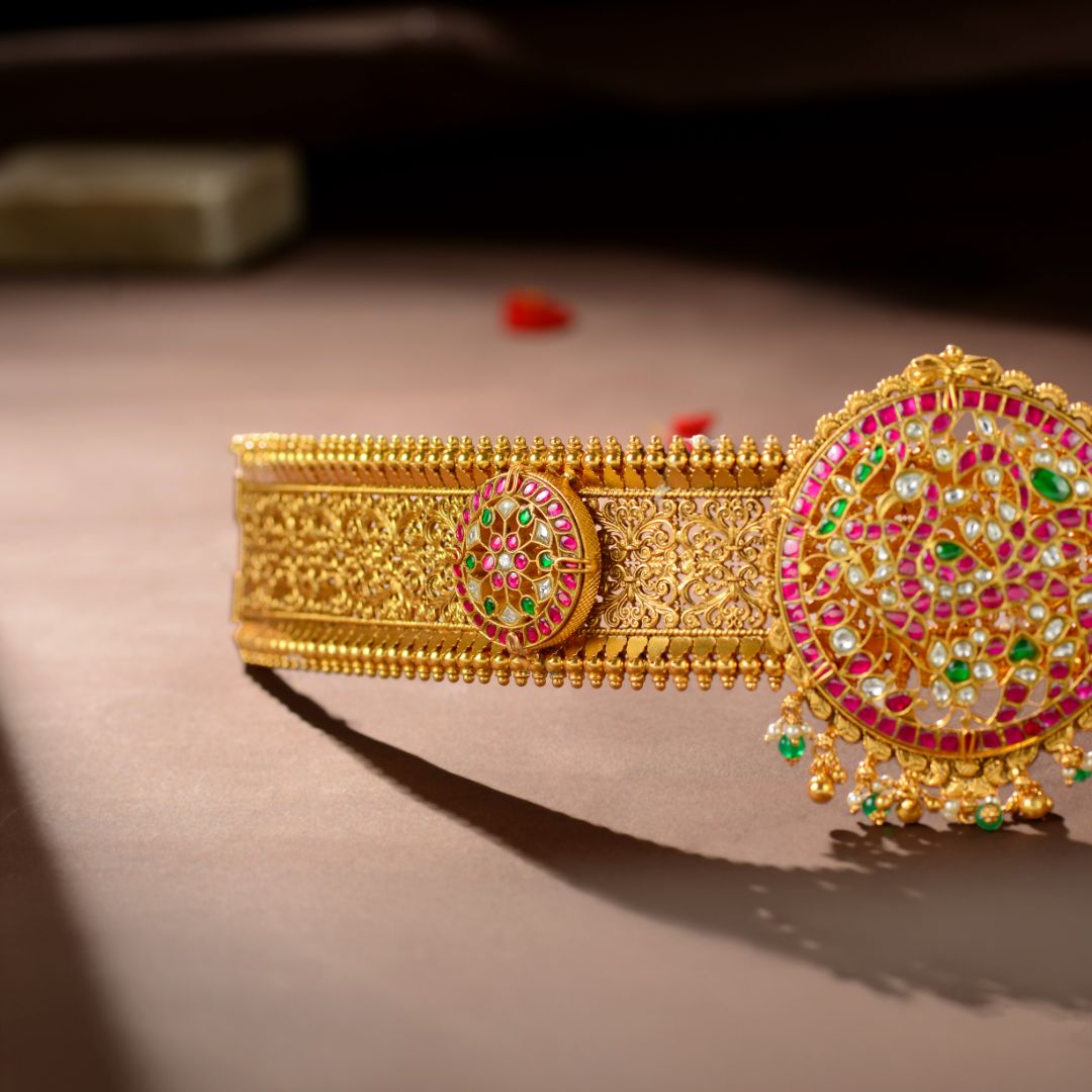 92.5 Silver Kundan Peacock Vaddanam