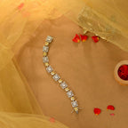 Yellow White Silver CZ Square Bracelet