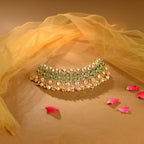 925 Sterling Silver Kundan Choker with Pearl Drops