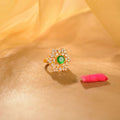 925 Sterling Silver Emerald Halo Ring