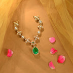 925 Sterling Silver Royal Emerald Drop Necklace