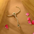 92.5 Sterling Silver Emerald Kundan Hathphool