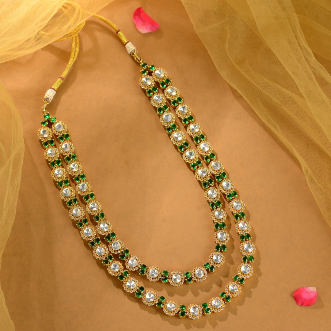 92.5 Sterling Silver Emerald Moissanite Long Haram