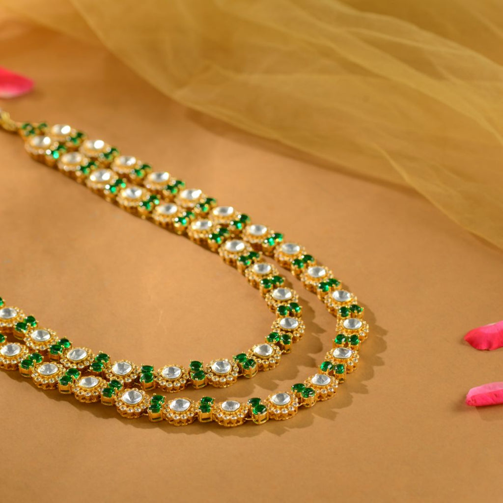 92.5 Sterling Silver Emerald Moissanite Long Haram
