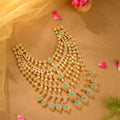 925 Sterling Silver American Diamond Layered Necklace with Pearl Drops