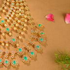 925 Sterling Silver American Diamond Layered Necklace with Pearl Drops