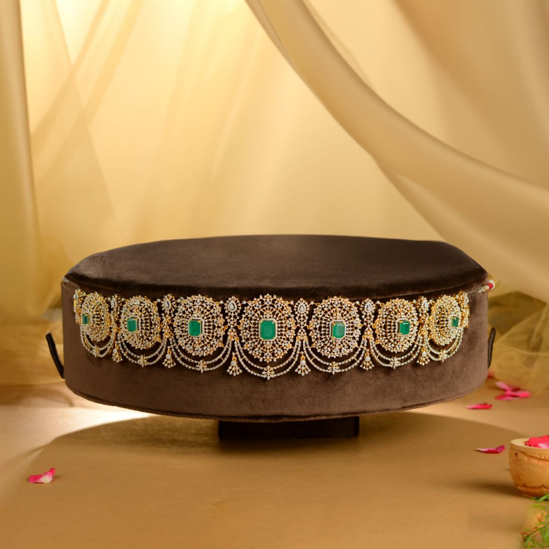925 Sterling Silver Regal Emerald American Diamond Vaddanam