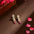 925 Sterling Silver Polki Drop Earrings with Pink Beads