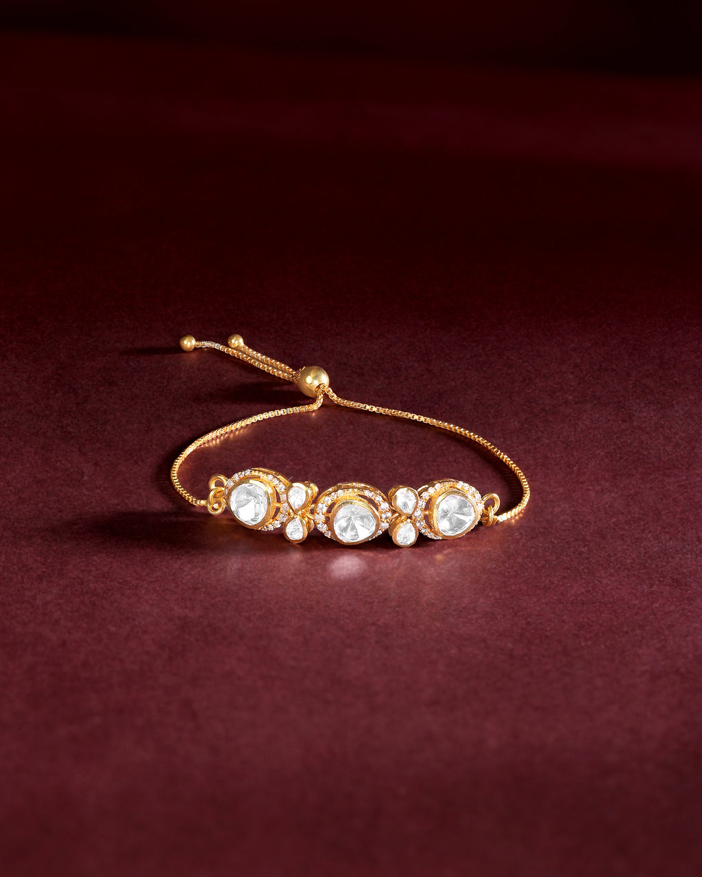 Silver Polki Pattern Slider Bracelet
