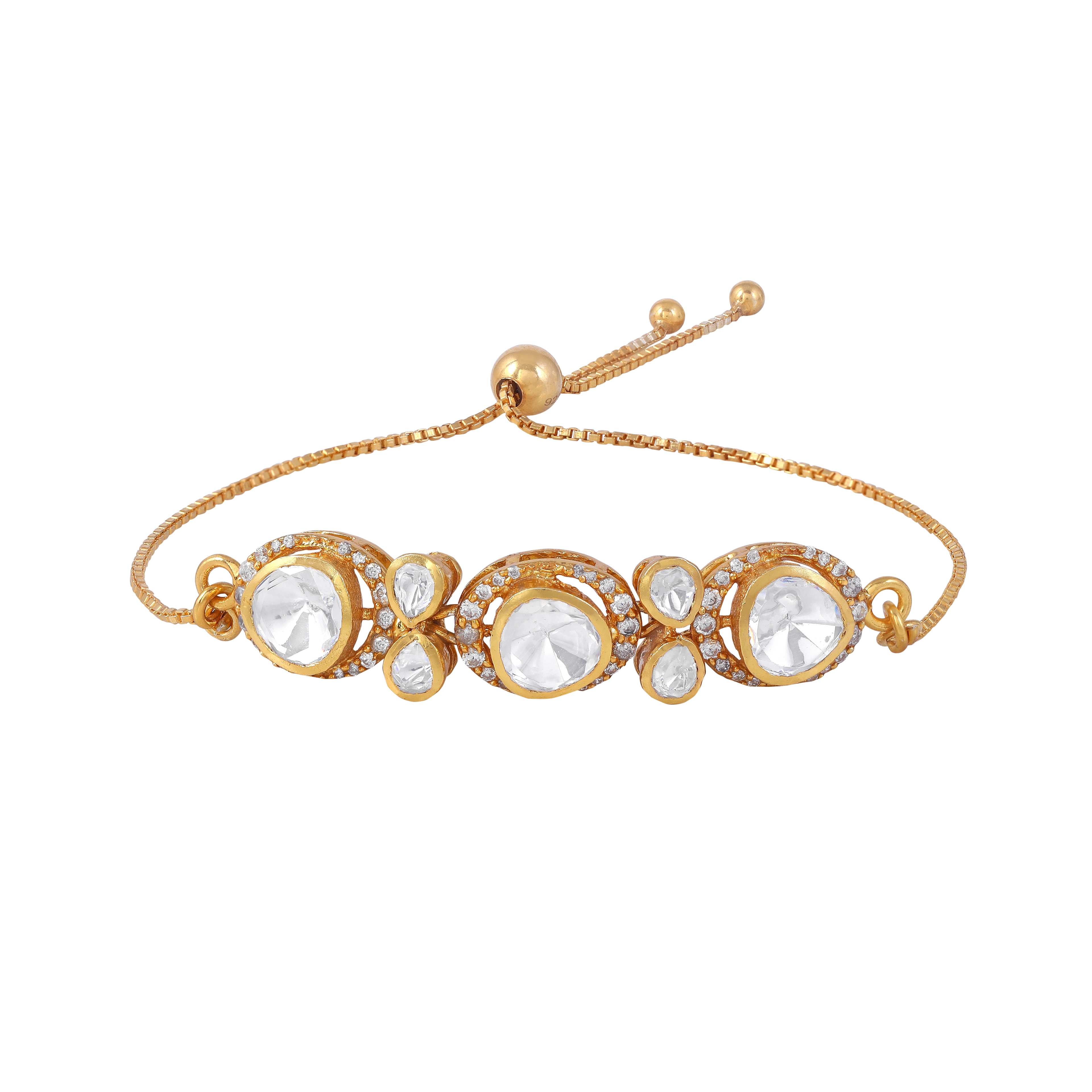 Silver Polki Pattern Slider Bracelet