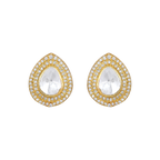 Majestic Pear-Cut Polki Style 92.5 Silver Studs
