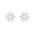 Stellar Sunburst CZ Stud Earrings in Silver