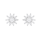 Stellar Sunburst CZ Stud Earrings in Silver