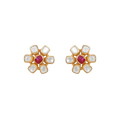 Floral Polki-Style Silver Studs