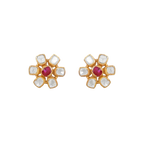 Floral Polki-Style Silver Studs