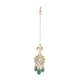 Silver Maang Tikka with Pearls and Green Beads