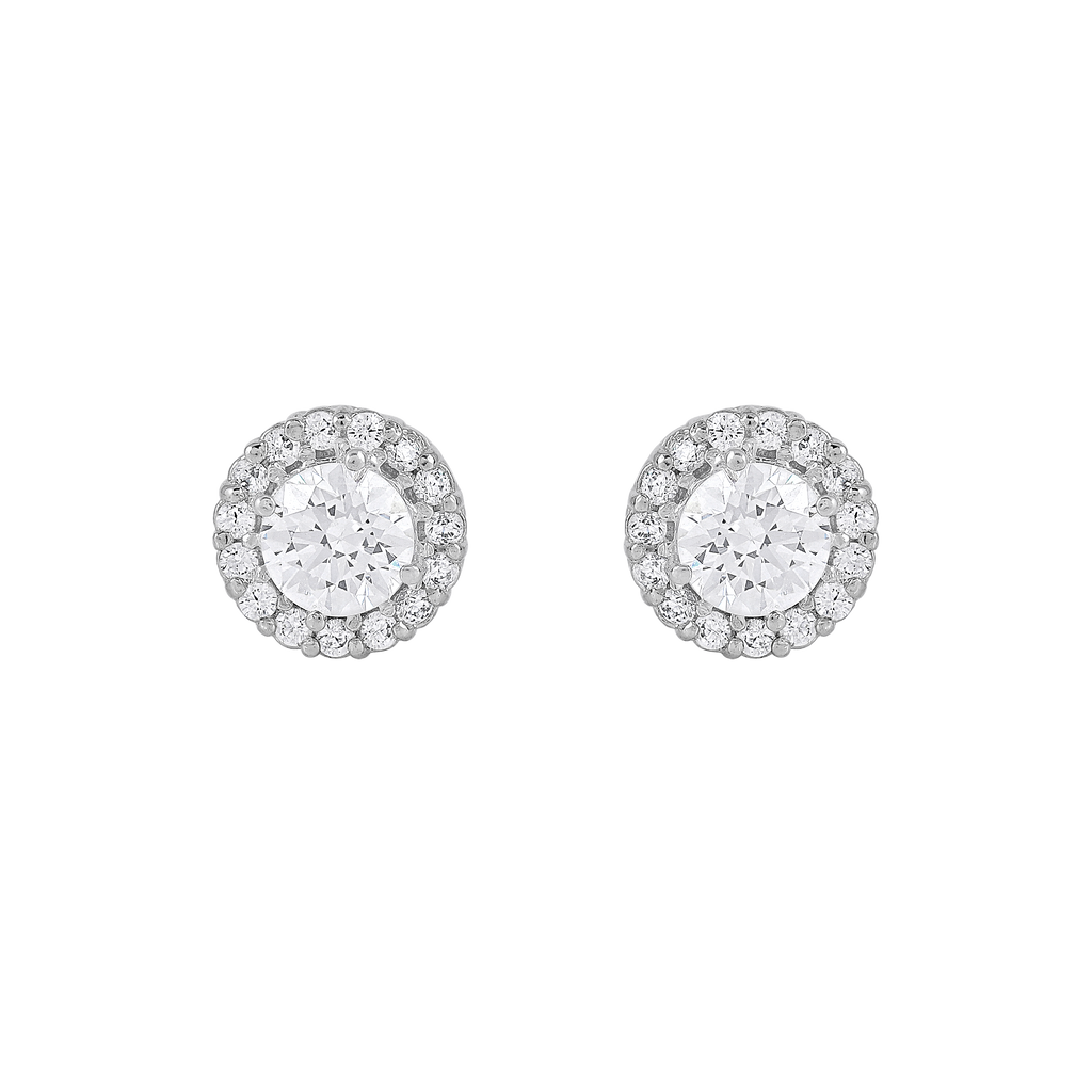 Timeless Brilliance CZ Halo Studs in Silver