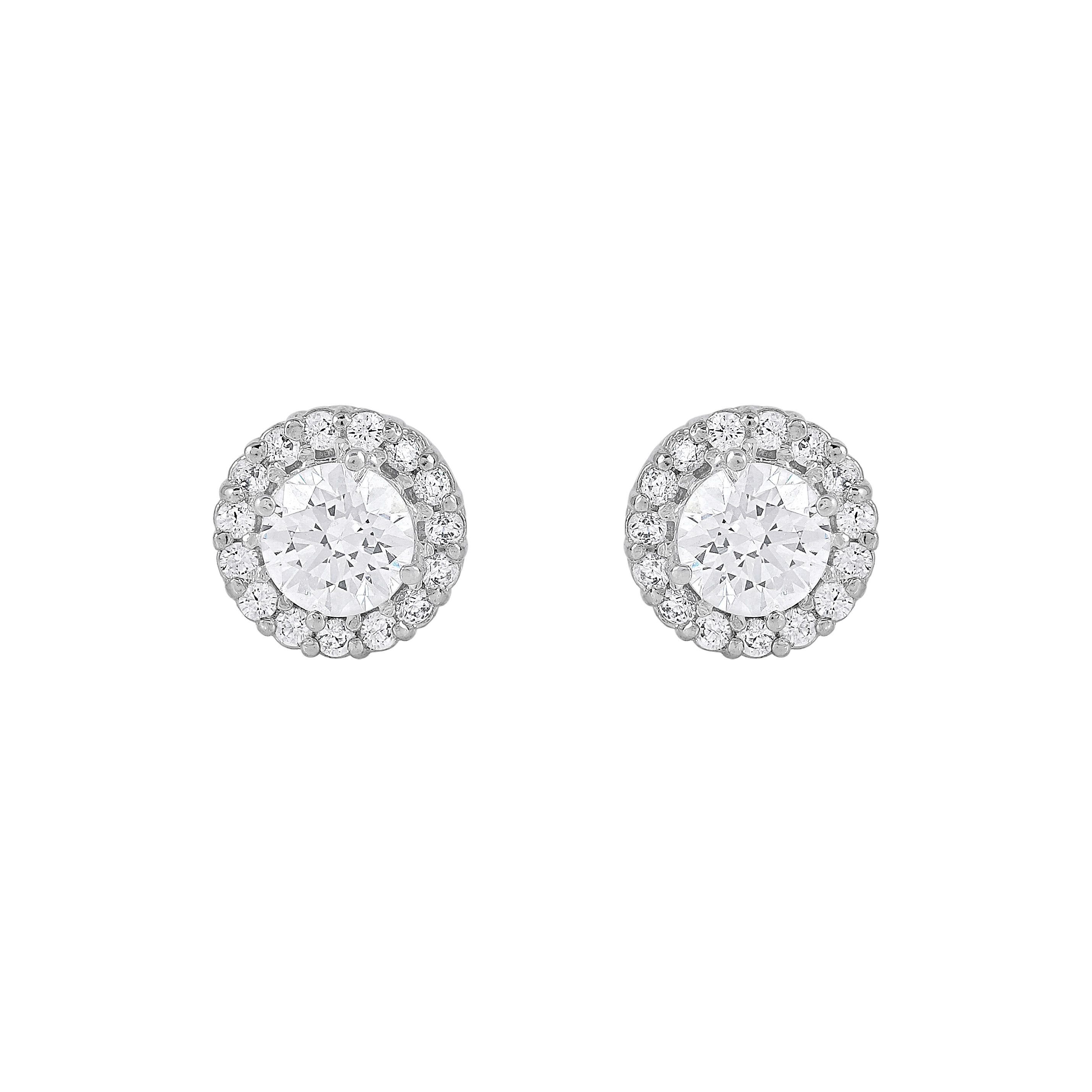 Timeless Brilliance CZ Halo Studs in Silver