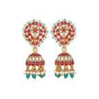 Vibrant Floral Kemp-Style 92.5 Silver Jhumkas
