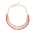 Radiant Flora Pink Stone Choker Set in Silver