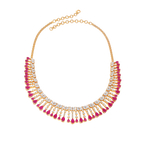 Radiant Flora Pink Stone Choker Set in Silver