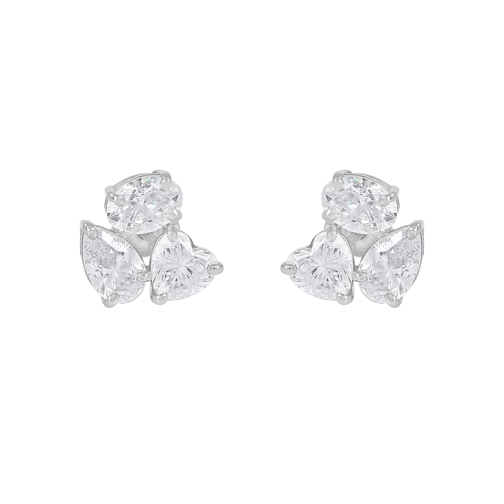 Celestial Trio Multi-Cut CZ Studs in Silver