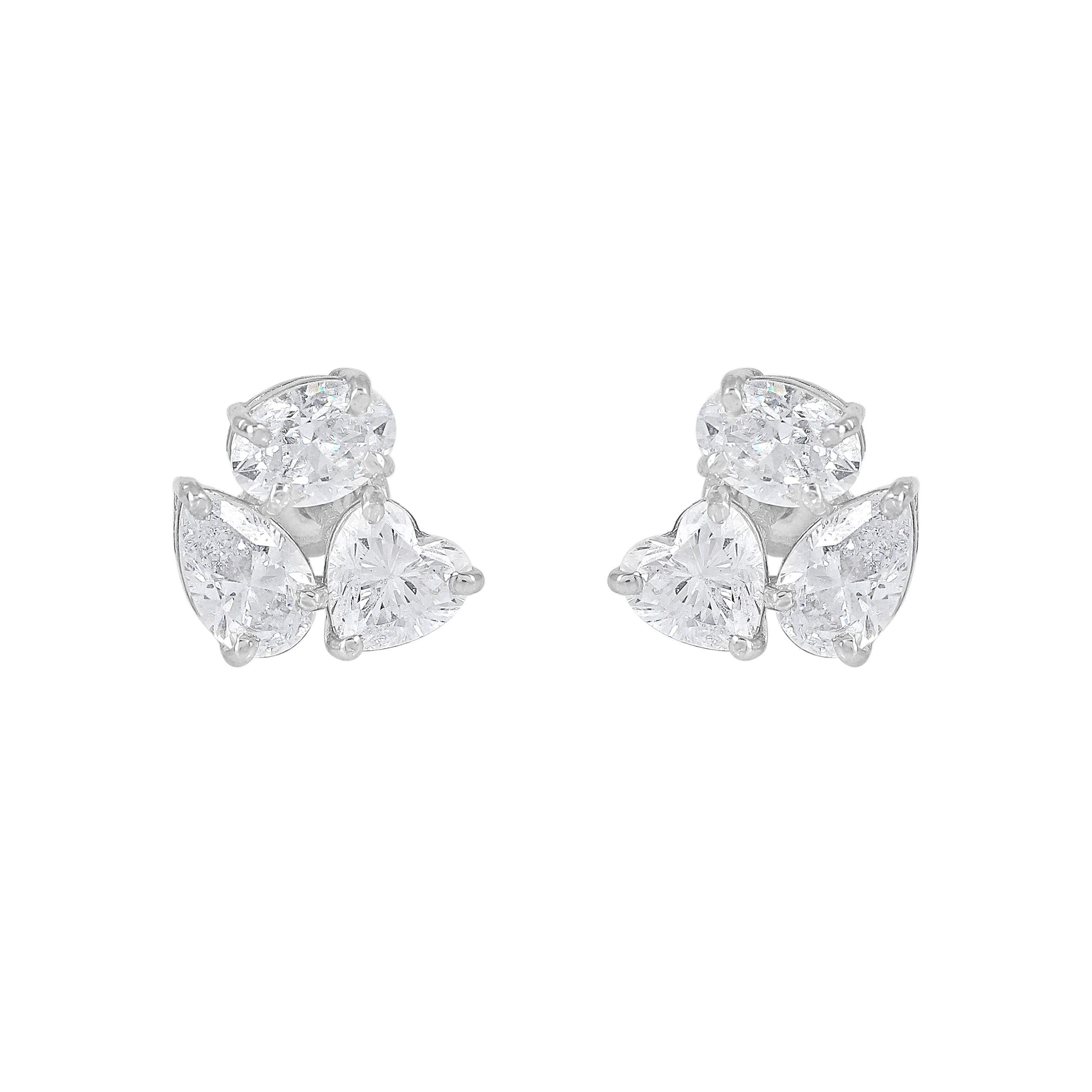 Celestial Trio Multi-Cut CZ Studs in Silver