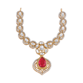 Pink Ruby Stone Pear Necklace in 92.5 Silver