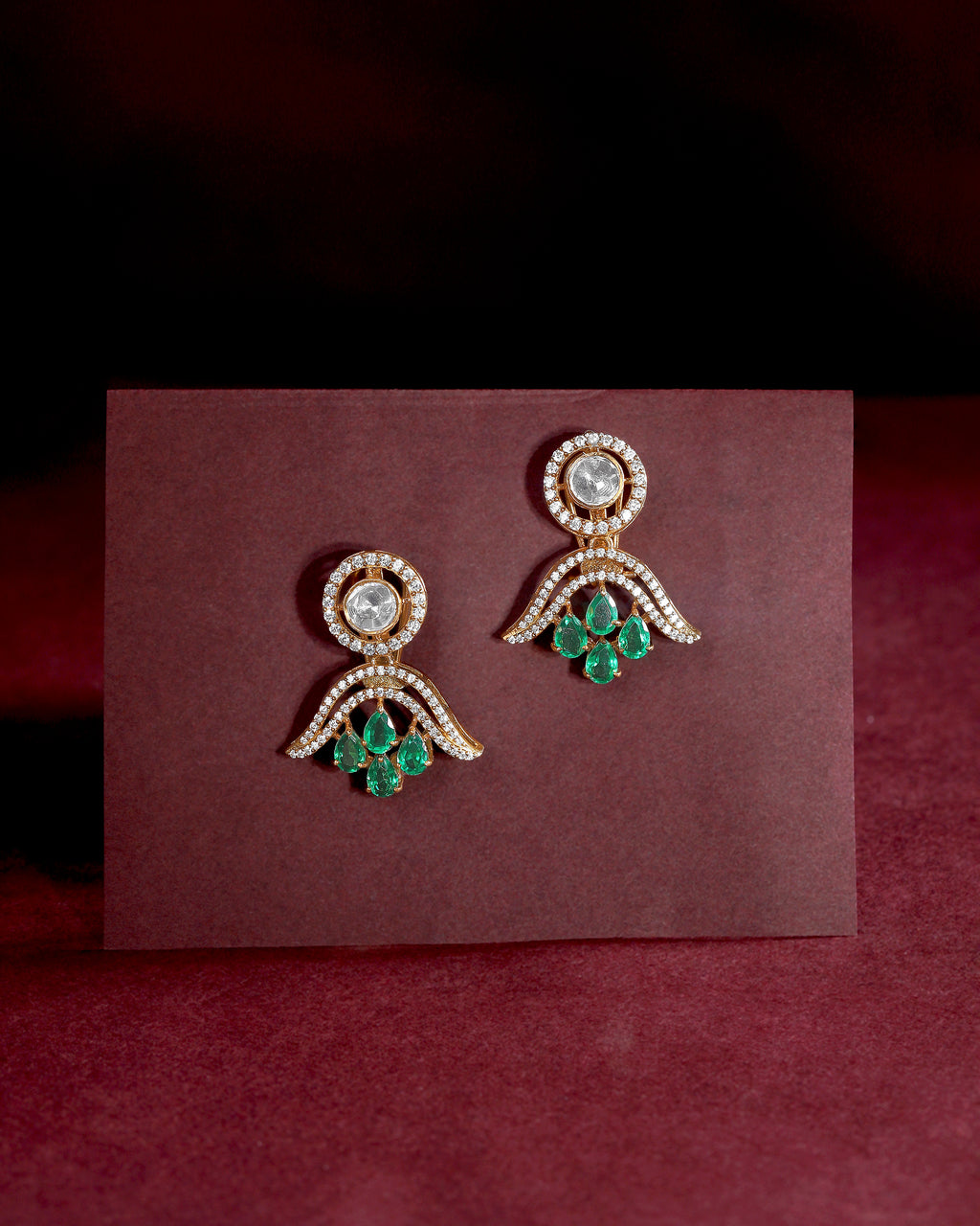 Vintage Polki-Inspired Silver Drop Earrings