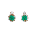 Regal Green Stone CZ Halo Studs in Silver