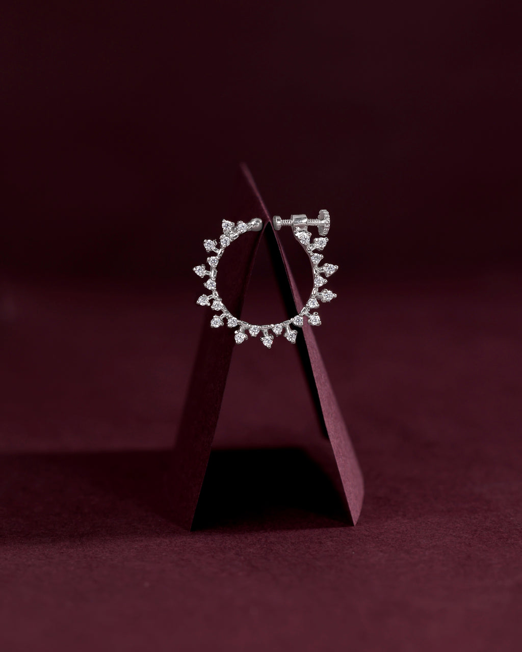 Stellar Halo CZ Adjustable Nose Ring in 92.5 Silver