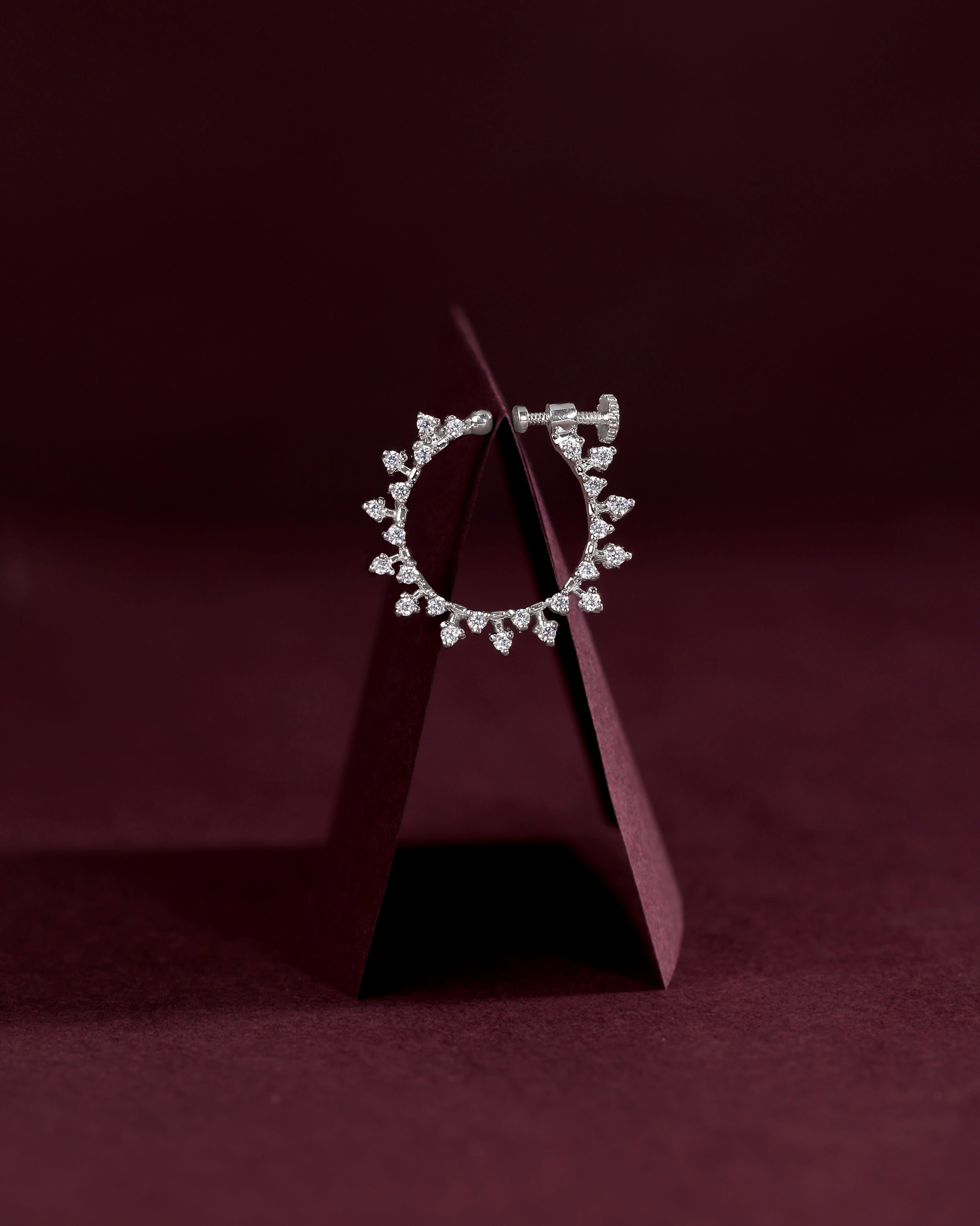 Stellar Halo CZ Adjustable Nose Ring in 92.5 Silver