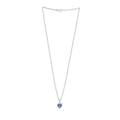 Deep Blue Heart Halo Silver Necklace