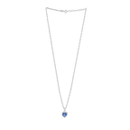 Deep Blue Heart Halo Silver Necklace