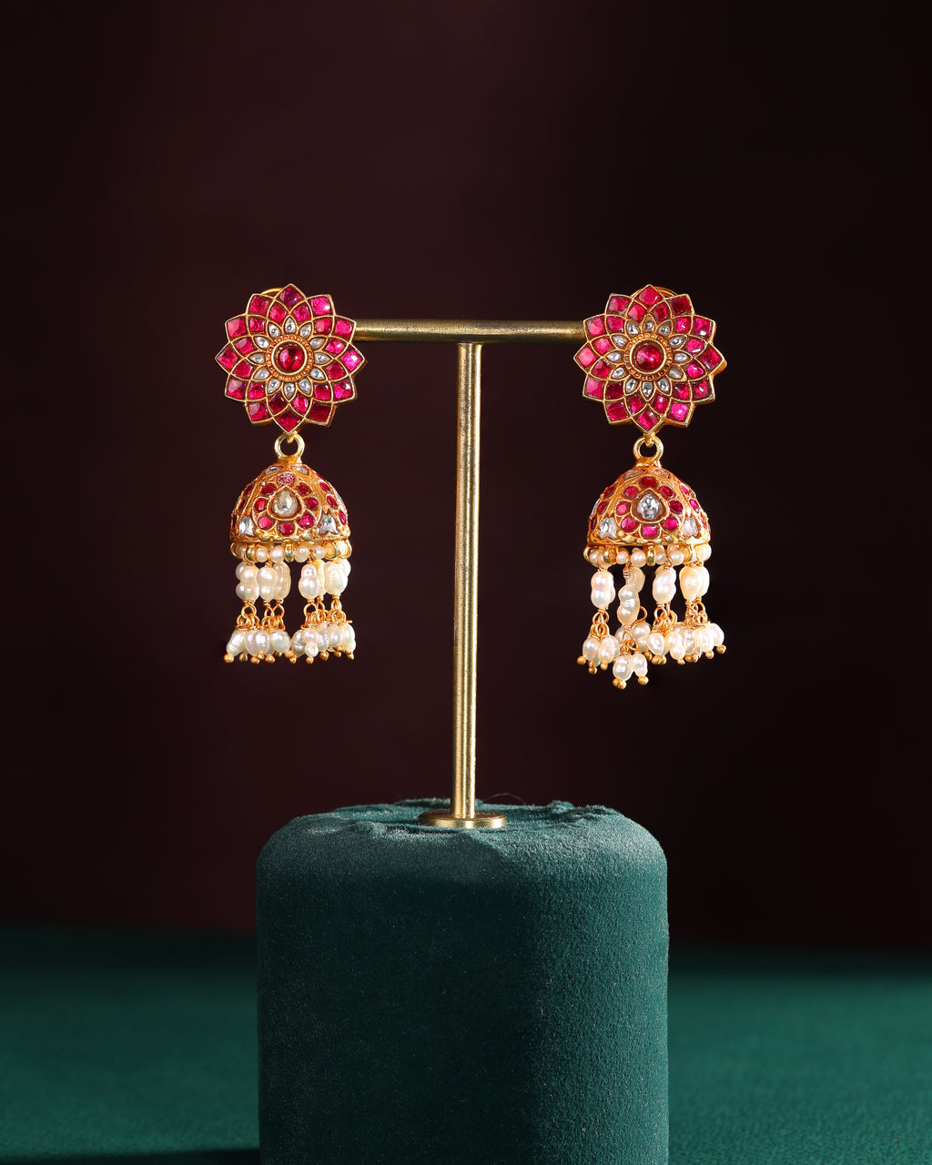 Silver Jhumkas With Floral Pattern