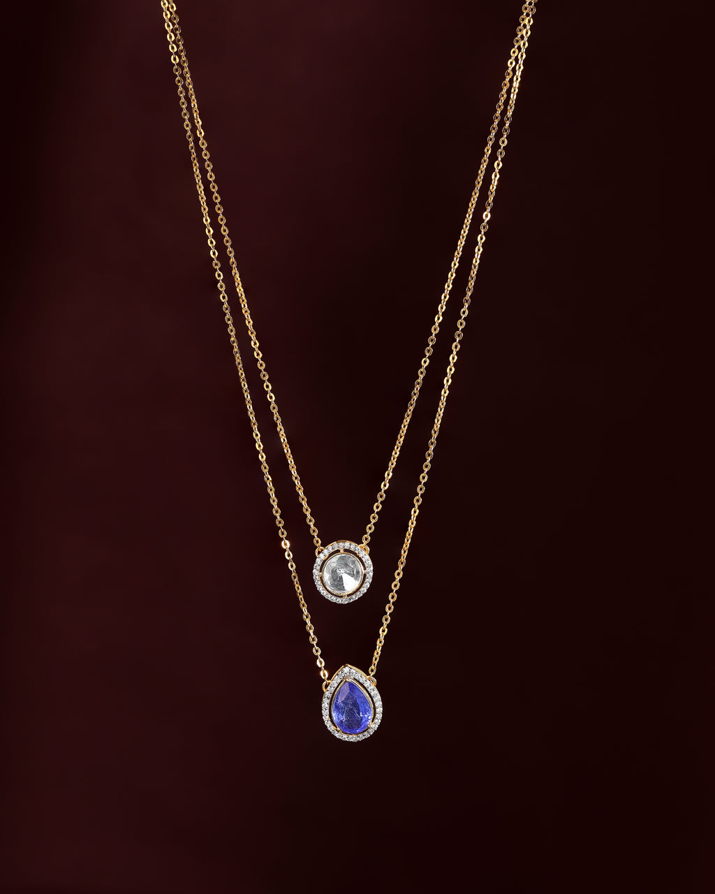 Halo Double-Layered Necklace in Silver