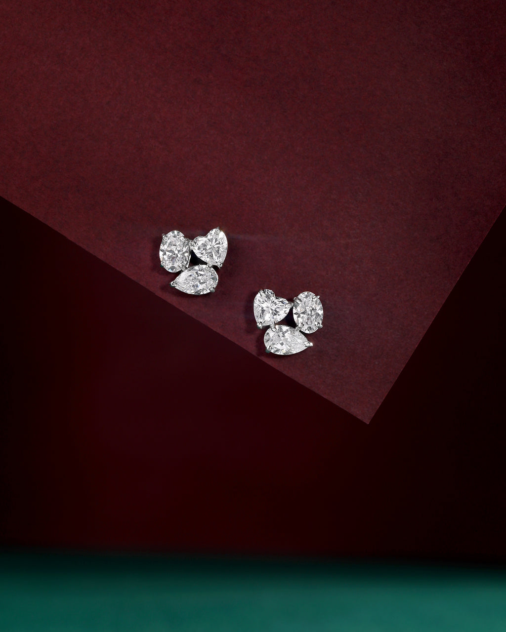 Celestial Trio Multi-Cut CZ Studs in Silver