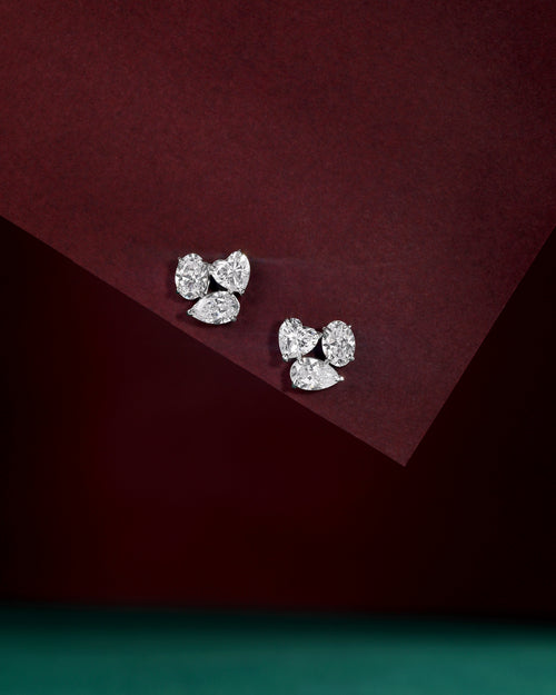 Celestial Trio Multi-Cut CZ Studs in Silver