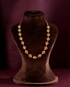 Gold-Tone Silver Kundan Pattern Bead Necklace