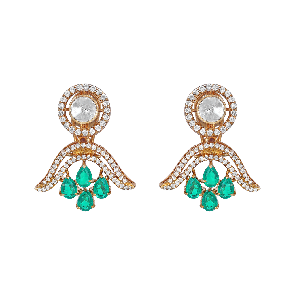 Vintage Polki-Inspired Silver Drop Earrings