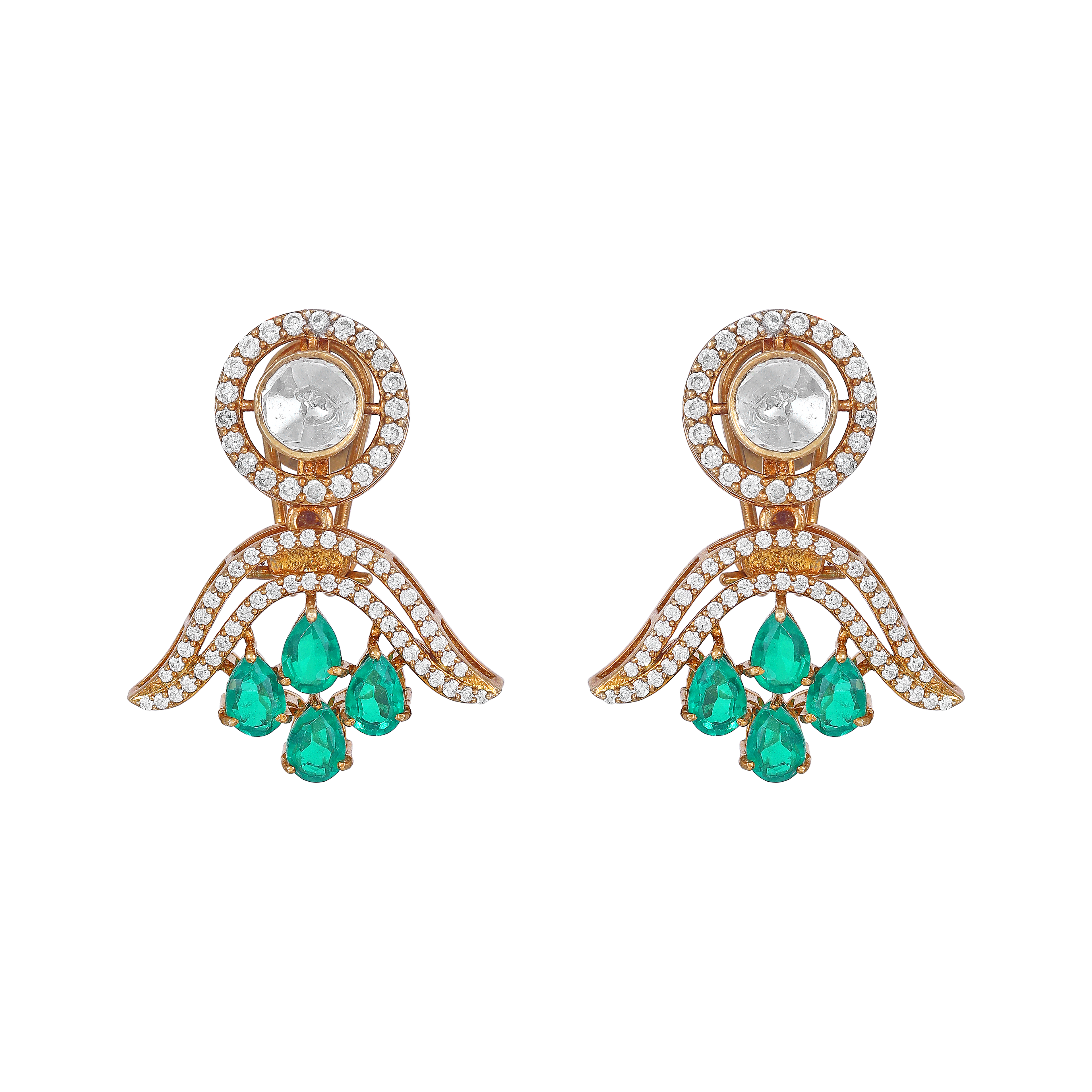 Vintage Polki-Inspired Silver Drop Earrings