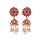 Silver Jhumkas With Floral Pattern