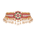 Royal Floral Kundan Pattern Choker in Silver