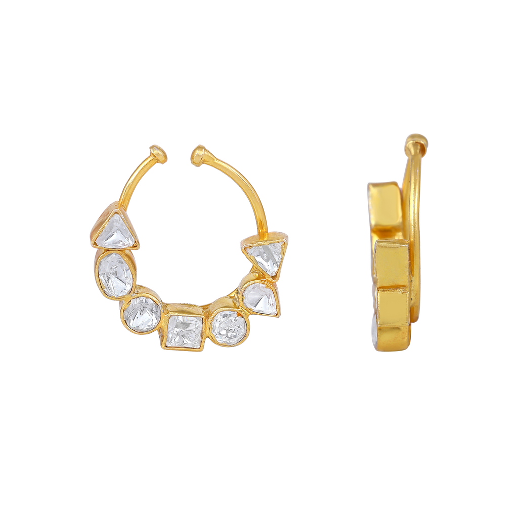Silver Polki-Style CZ Nose Ring