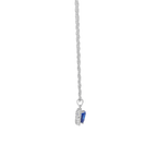 Deep Blue Heart Halo Silver Necklace