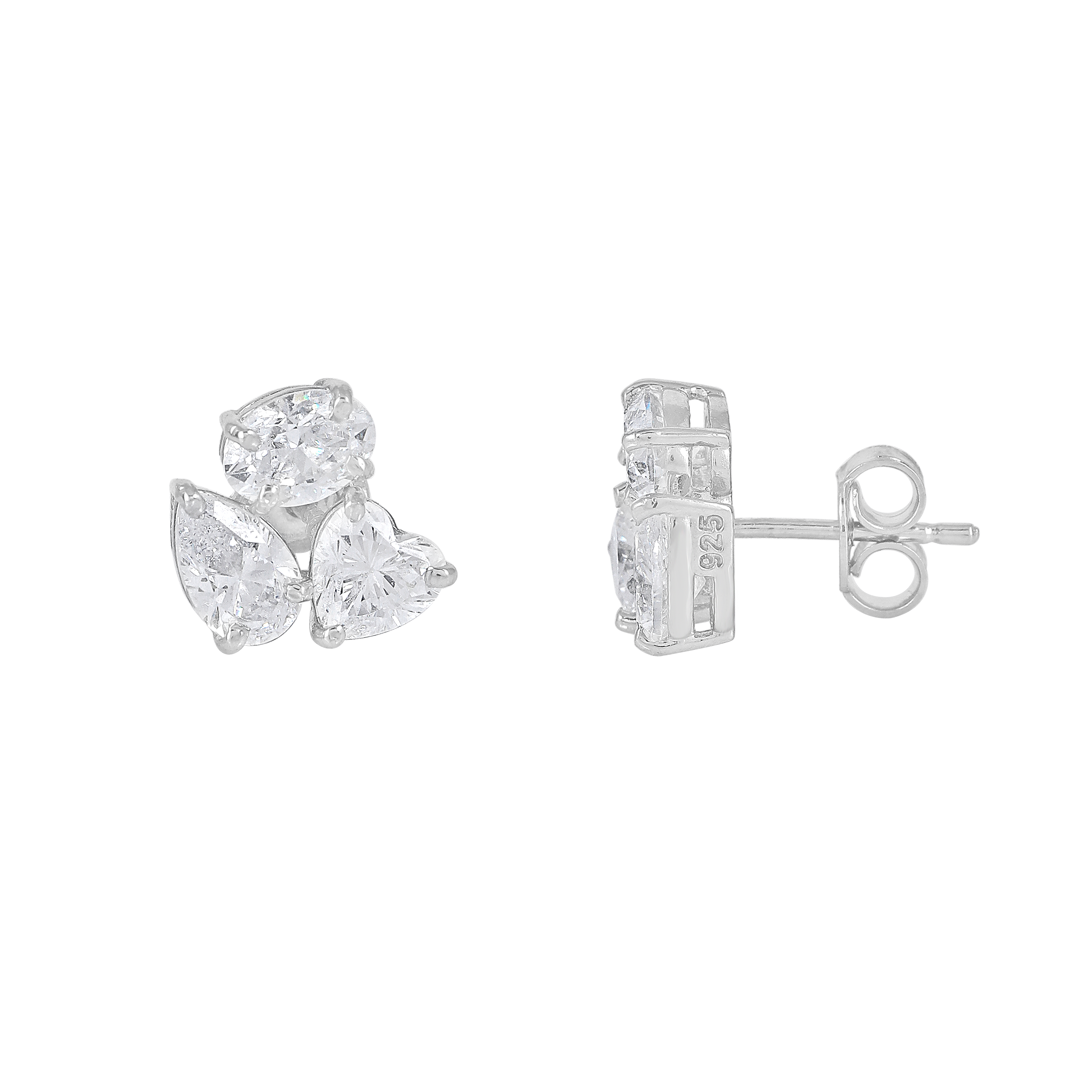Celestial Trio Multi-Cut CZ Studs in Silver