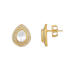 Majestic Pear-Cut Polki Style 92.5 Silver Studs