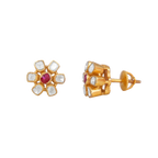 Floral Polki-Style Silver Studs